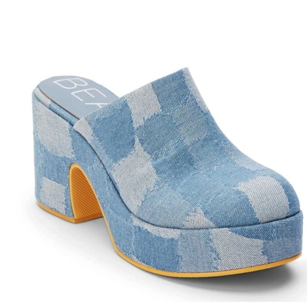 BEACH BY MATISSE Blue Denim Platform Mules Size 8 - Picture 2 of 7